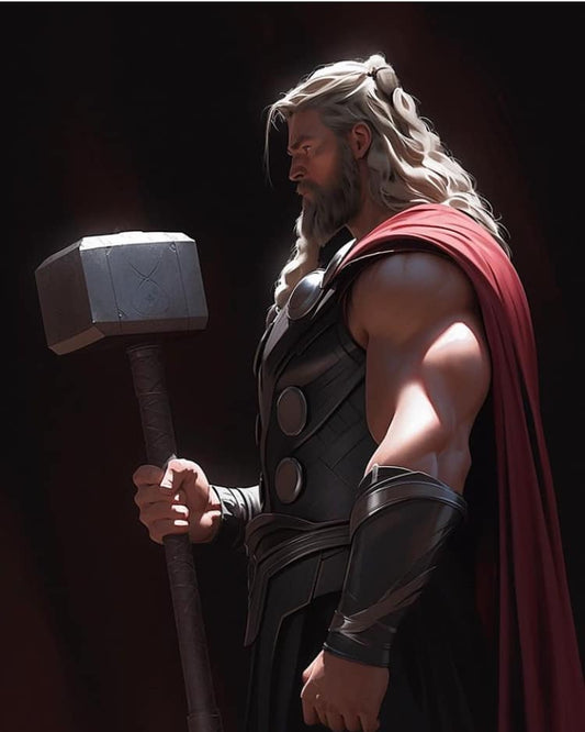 Thor With Mjolnir Portrait Print Poster