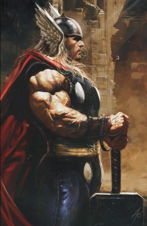 Thor Holding Hammer 3721 Print Poster