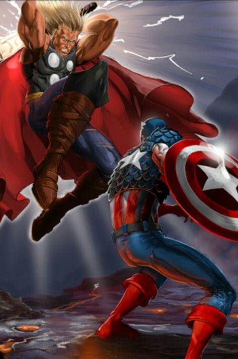 Thor Vs Captain America 745 Print Poster