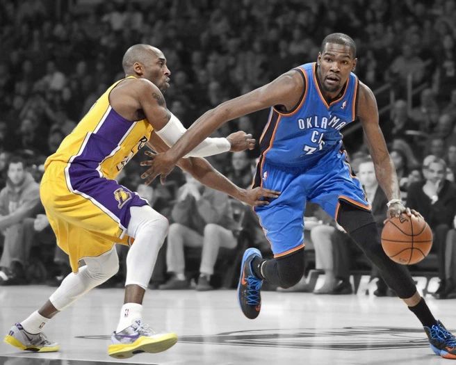Thunder Kevin Durant Vs Lakers Kobe Bryant Glossy Keychain Spotlight Keychain