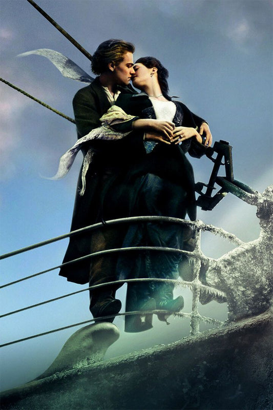 Titanic Movie Dicaprio With Arms Around Kate Romantic Jigsaw Puzzle