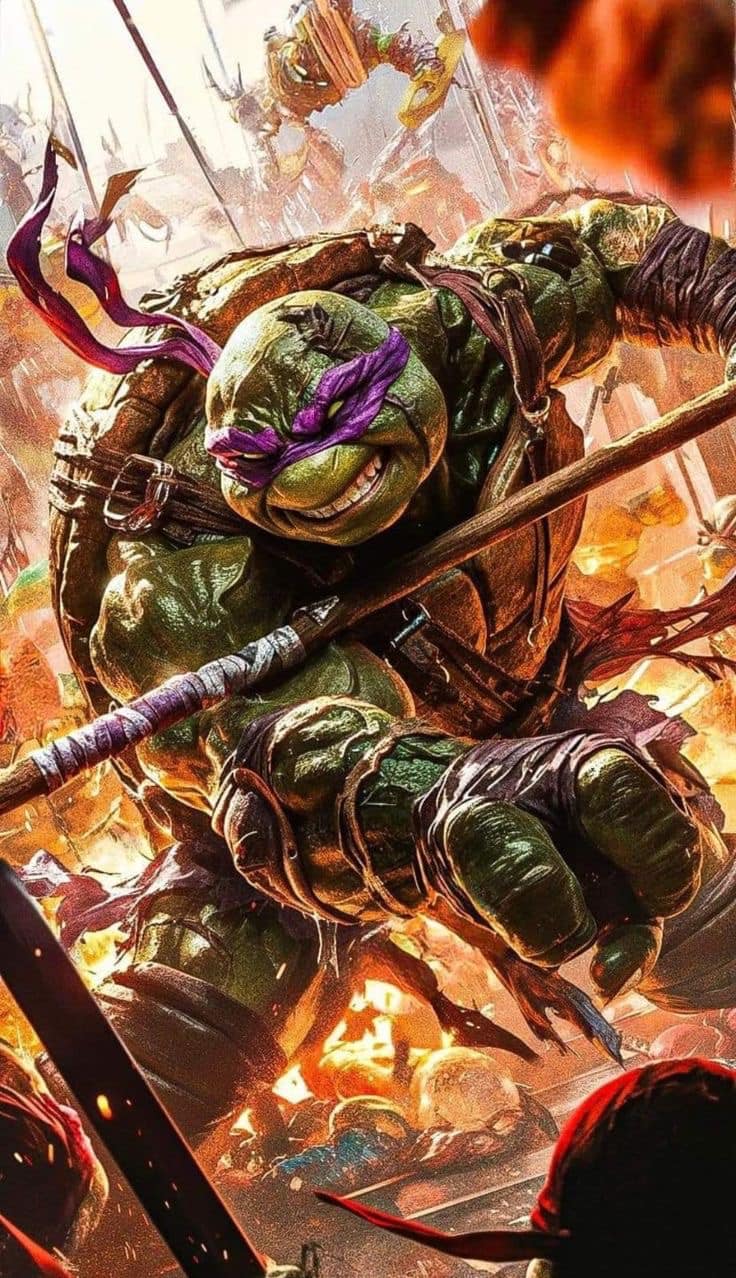 Tmnt Donatello Battle Scene Print Poster