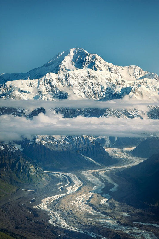 Tour Buses And Mount Mckinley Landscape Print Jigsaw Puzzle