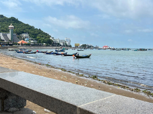 Traditional Fishing Boats On Beach Vung Tau Vietnam Picture Keychain