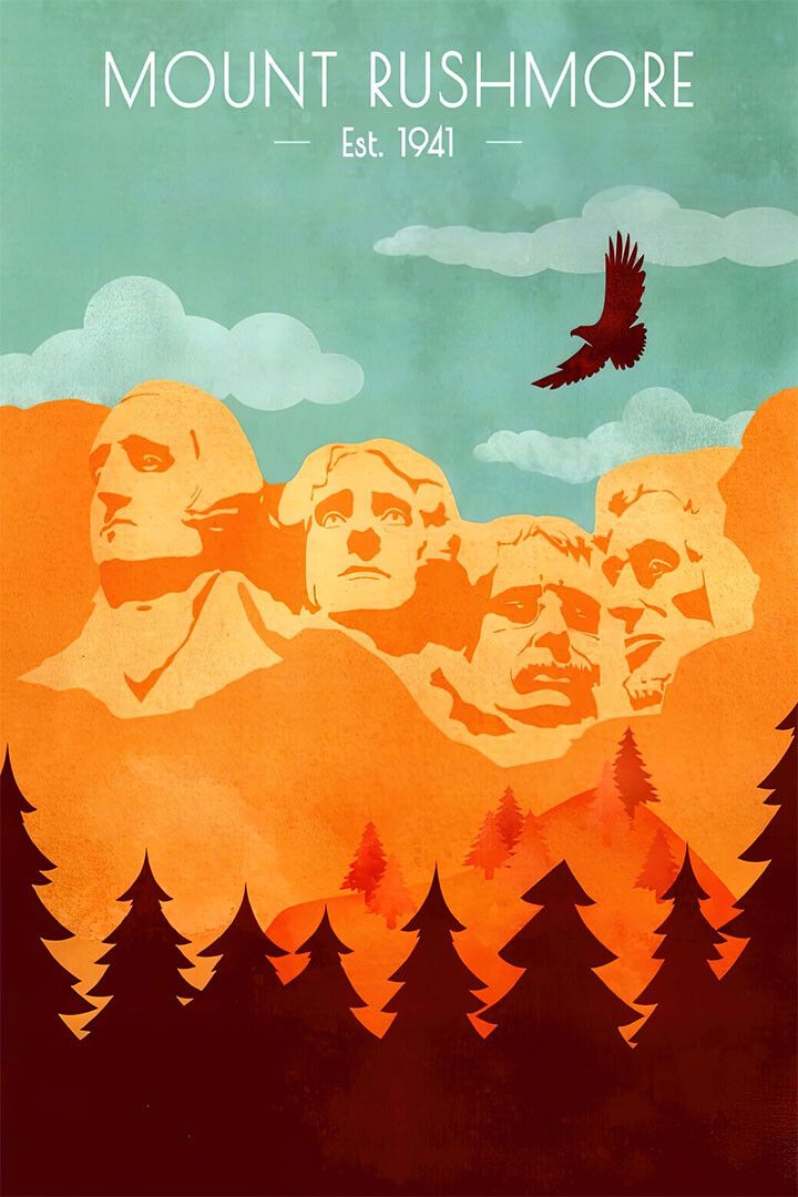 Travel Mount Rushmore Travel Vintage Style Print Jigsaw Puzzle