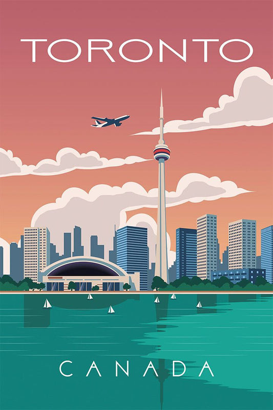 Travel Toronto City Vintage Landscape Sea Painting Jigsaw Puzzle