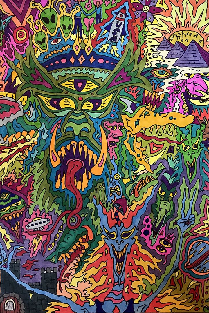 Trippy Tiger Multicolor Psychedelic Art Picture Room Wall Decor Jigsaw Puzzle