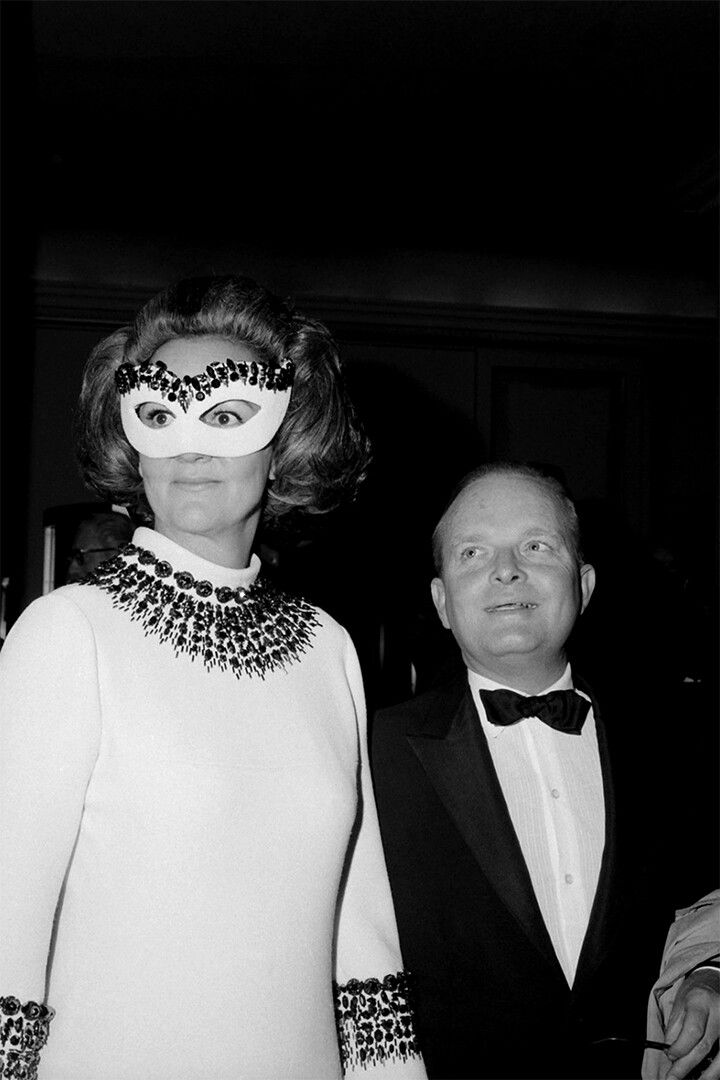 Truman Capote And Katherine Graham At Black And White Jigsaw Puzzle