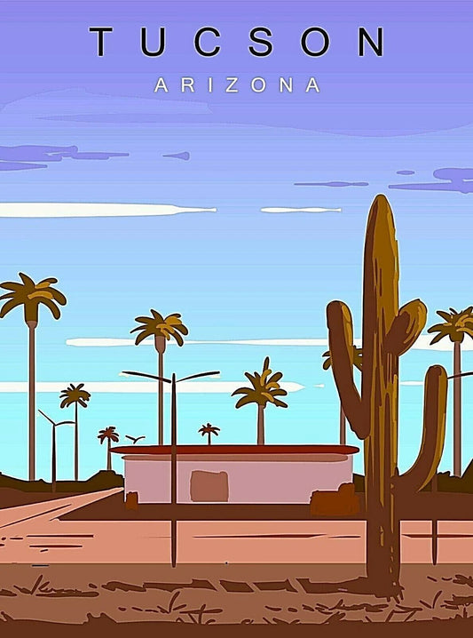Tucson Arizona Vacation Retro Travel Advertisement Keychain