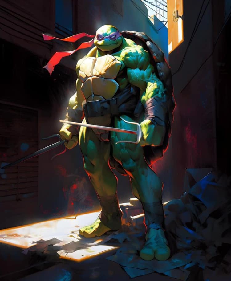 Turtle Superhero Alley Print Poster
