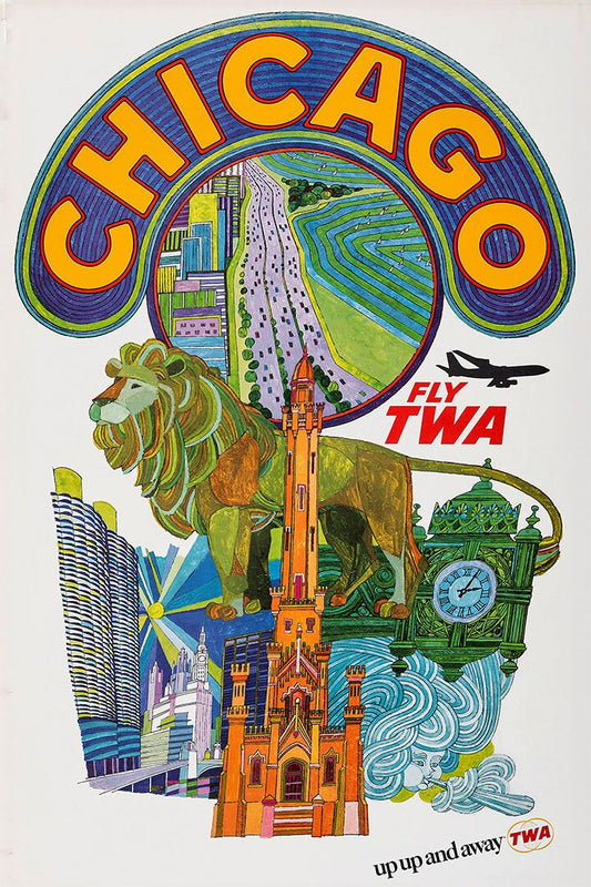 Twa Airlines Chicago Vintage Travel Print Jigsaw Puzzle