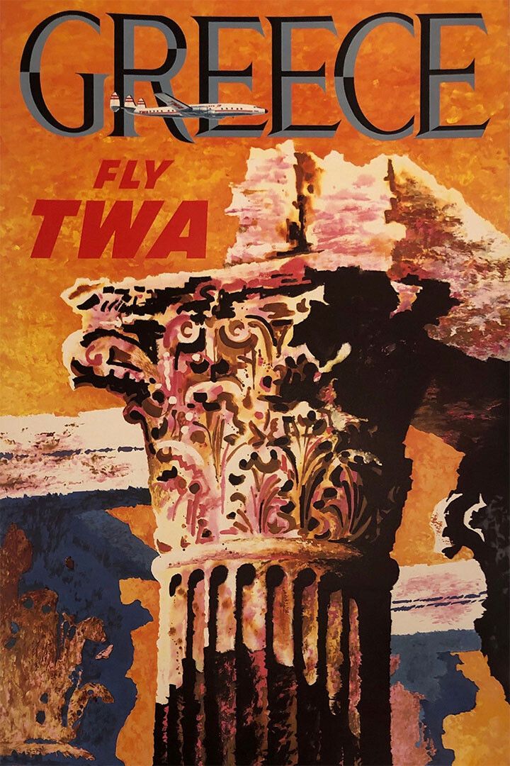 Twa Airlines Greece Vintage Travel Print Jigsaw Puzzle