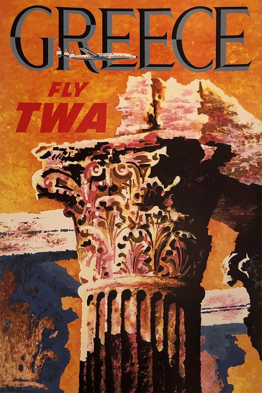 Twa Airlines Greece Vintage Travel Print Jigsaw Puzzle