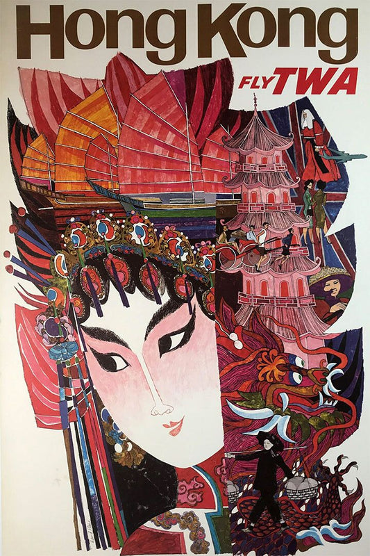 Twa Airlines Hong Kong Vintage Travel Print Jigsaw Puzzle