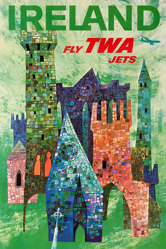 Twa Airlines Ireland Vintage Painting Jigsaw Puzzle
