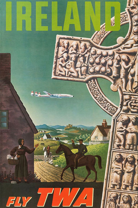 Twa Airlines Ireland Vintage Travel Print Jigsaw Puzzle