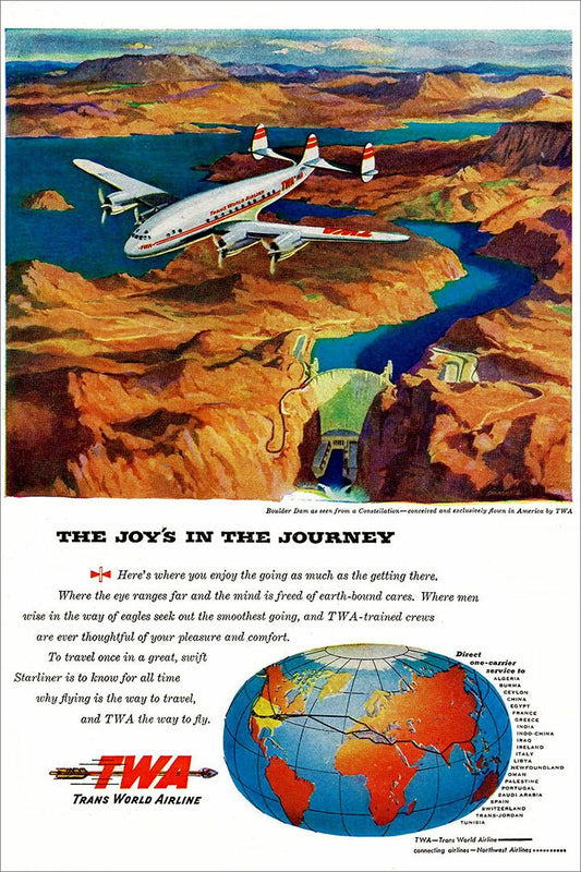 Twa Airlines Journey Vintage Travel Print Jigsaw Puzzle