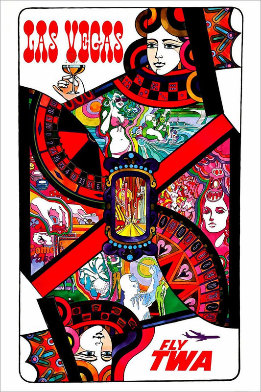 Twa Airlines Las Vegas Vintage Print Painting Jigsaw Puzzle