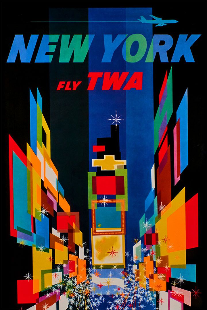 Twa Airlines New York Vintage Print Painting Jigsaw Puzzle
