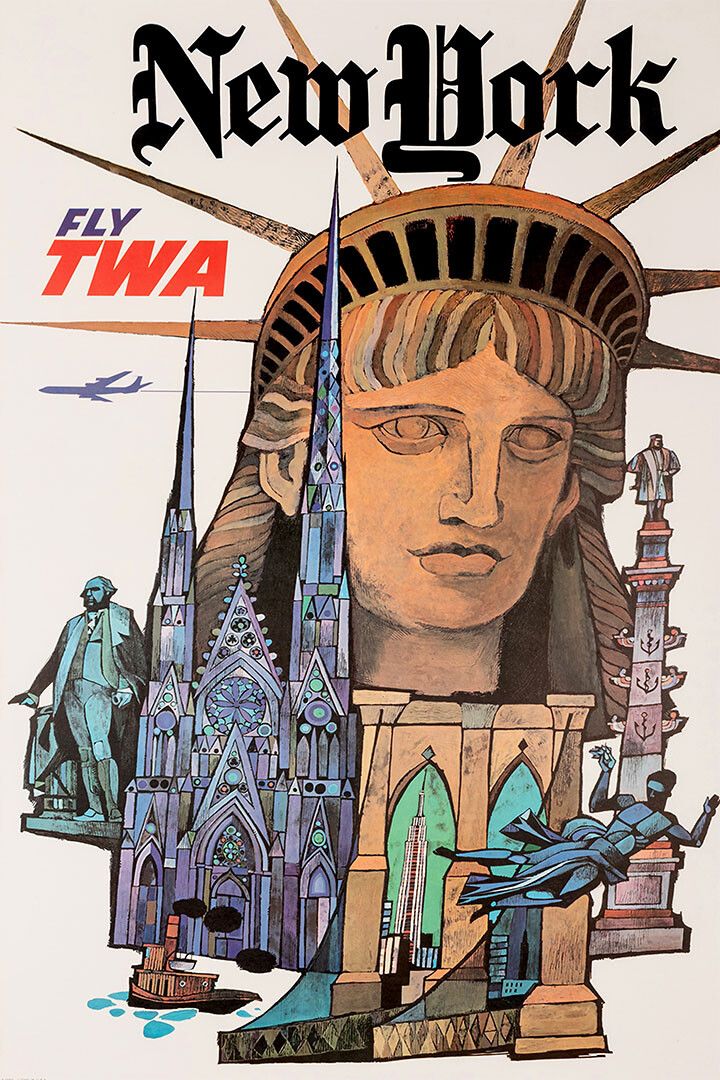 Twa Airlines New York Vintage Travel Print Jigsaw Puzzle