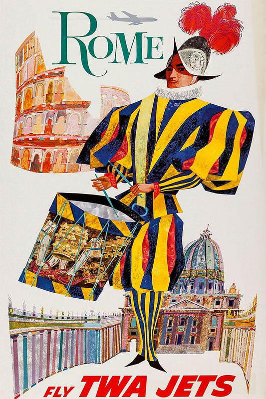 Twa Airlines Rome Vintage Travel Print Jigsaw Puzzle