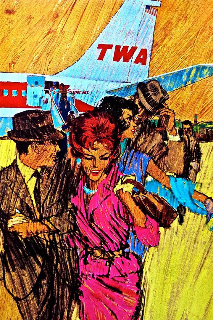 Twa Airlines Super Jets Vintage Painting Jigsaw Puzzle