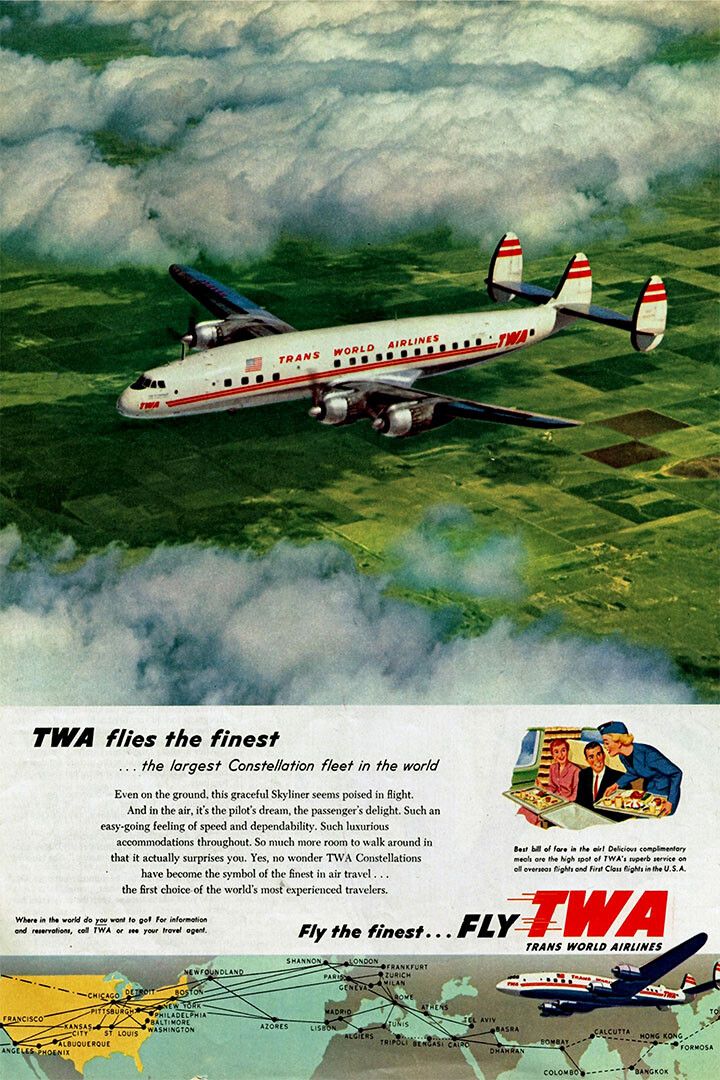 Twa Airlines Vintage Travel Print Painting Jigsaw Puzzle