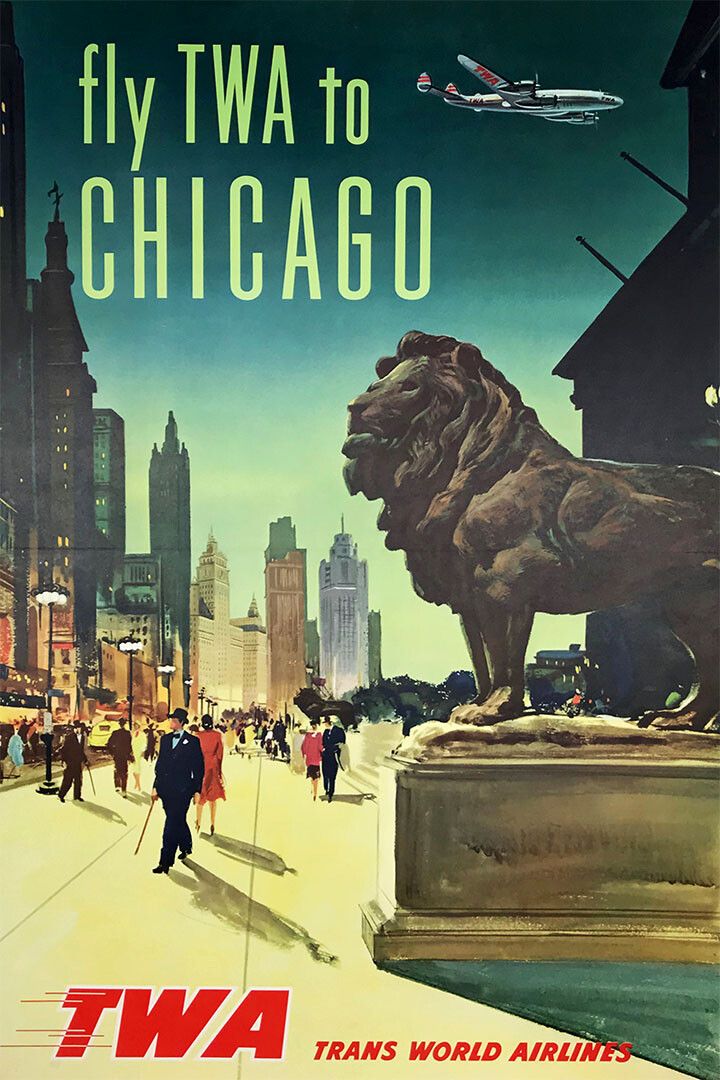 Twa Jets Airlines Chicago Vintage Travel Jigsaw Puzzle
