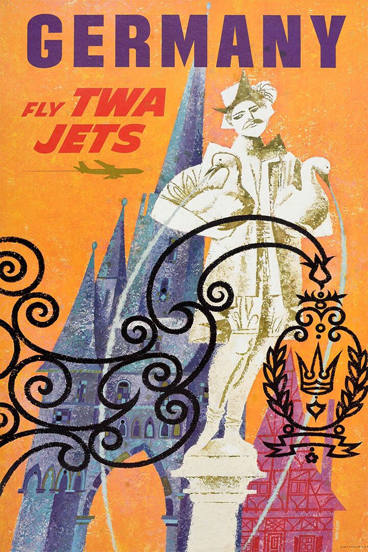 Twa See Germany 1968 Vintage Style Jet Travel Jigsaw Puzzle