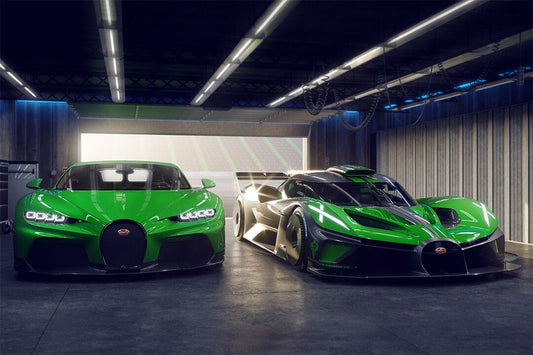 Two Green Bugatti Bolides In Garage Art Wall Decor Jigsaw Puzzle