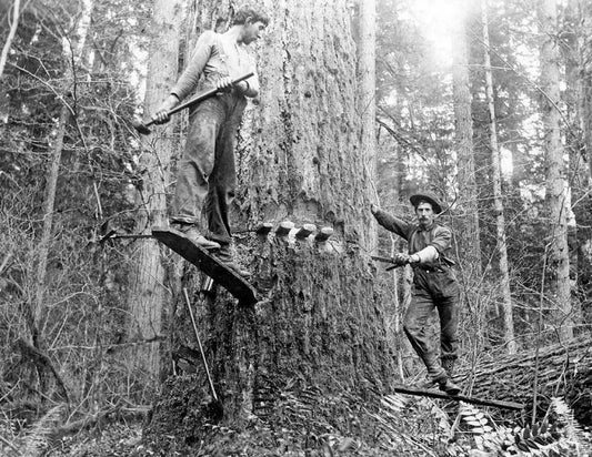 Two Loggers Springboards Oregon Old Lumber Jack Keychain Picture Reprint