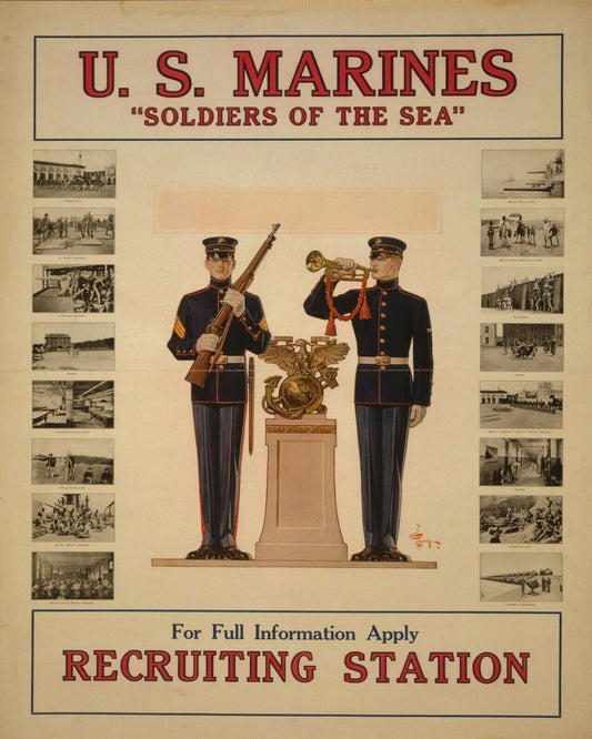 U.S. Marines Magnet Picture Us Usa Wwi Recruiting Military