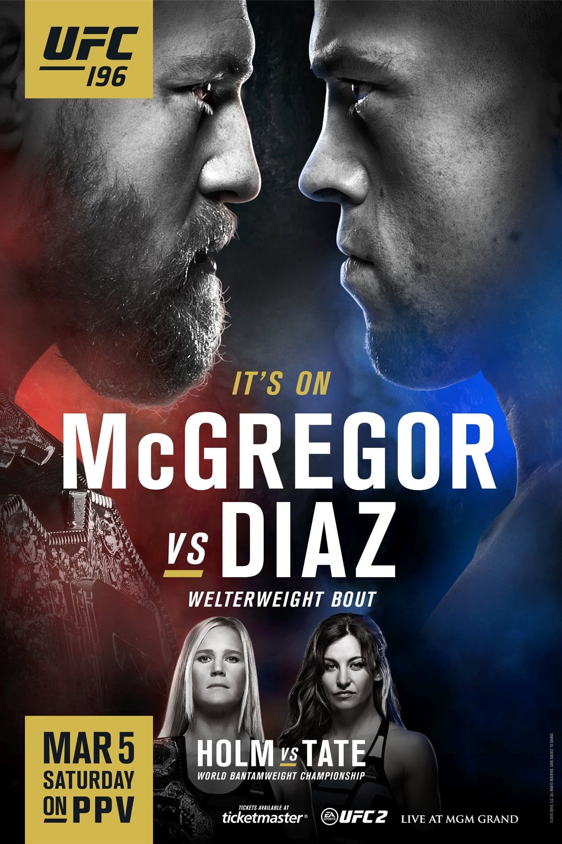 UFC 196 Mcgregor Vs Diaz Poster Print