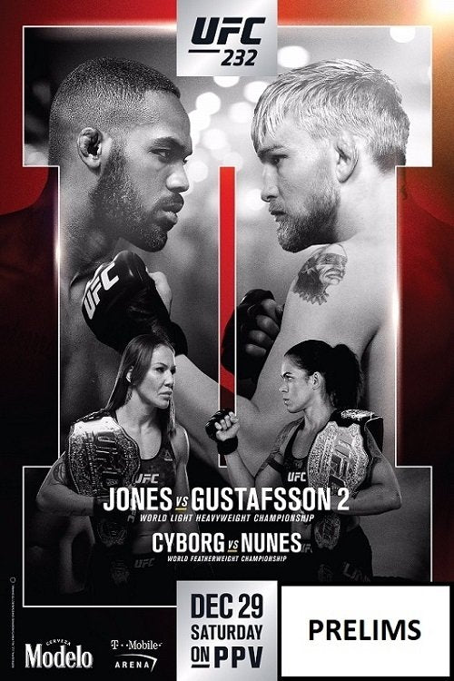 UFC 232 Jones Vs. Gustafsson 2 Prelims Poster Print
