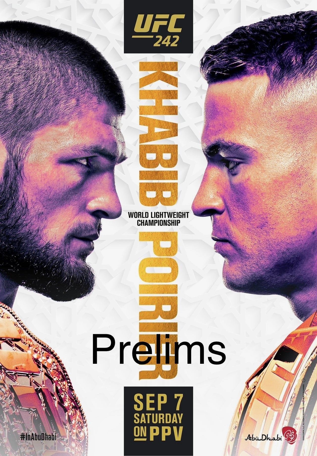 UFC 242.Khabib.Vs.Poirier Prelims Poster Print