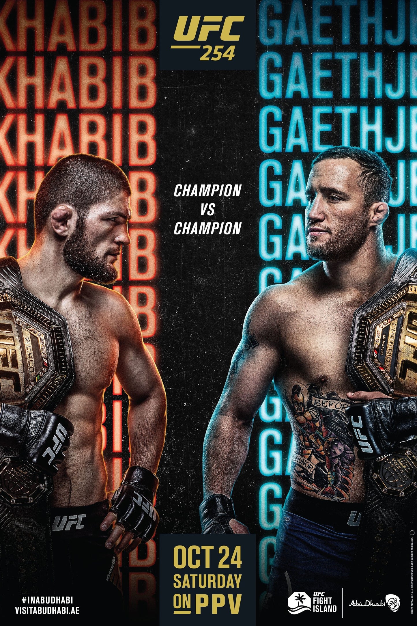 UFC 254 Khabib Vs. Gaethje Poster Print