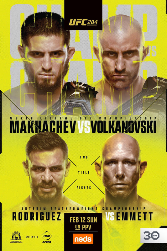 UFC 284 Makhachev Vs. Volkanovski Poster Print