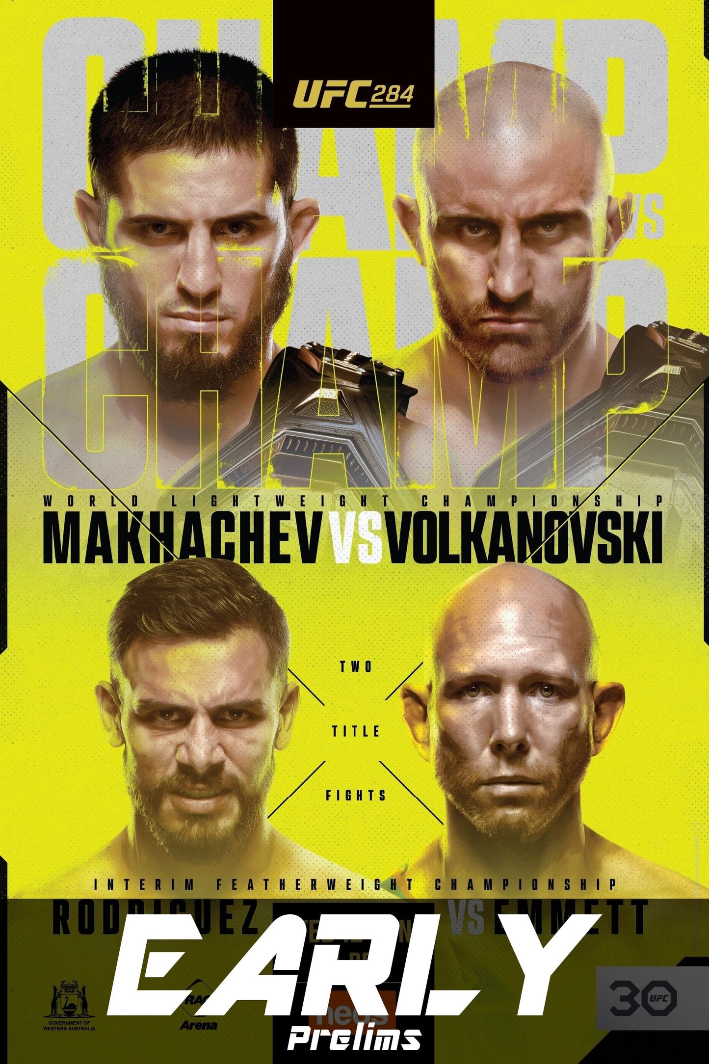UFC 284 Makhachev Vs. Volkanovski Early Prelims Poster Print