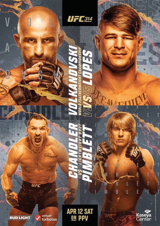 UFC 314 Volkanovski Vs. Lopes Poster Print