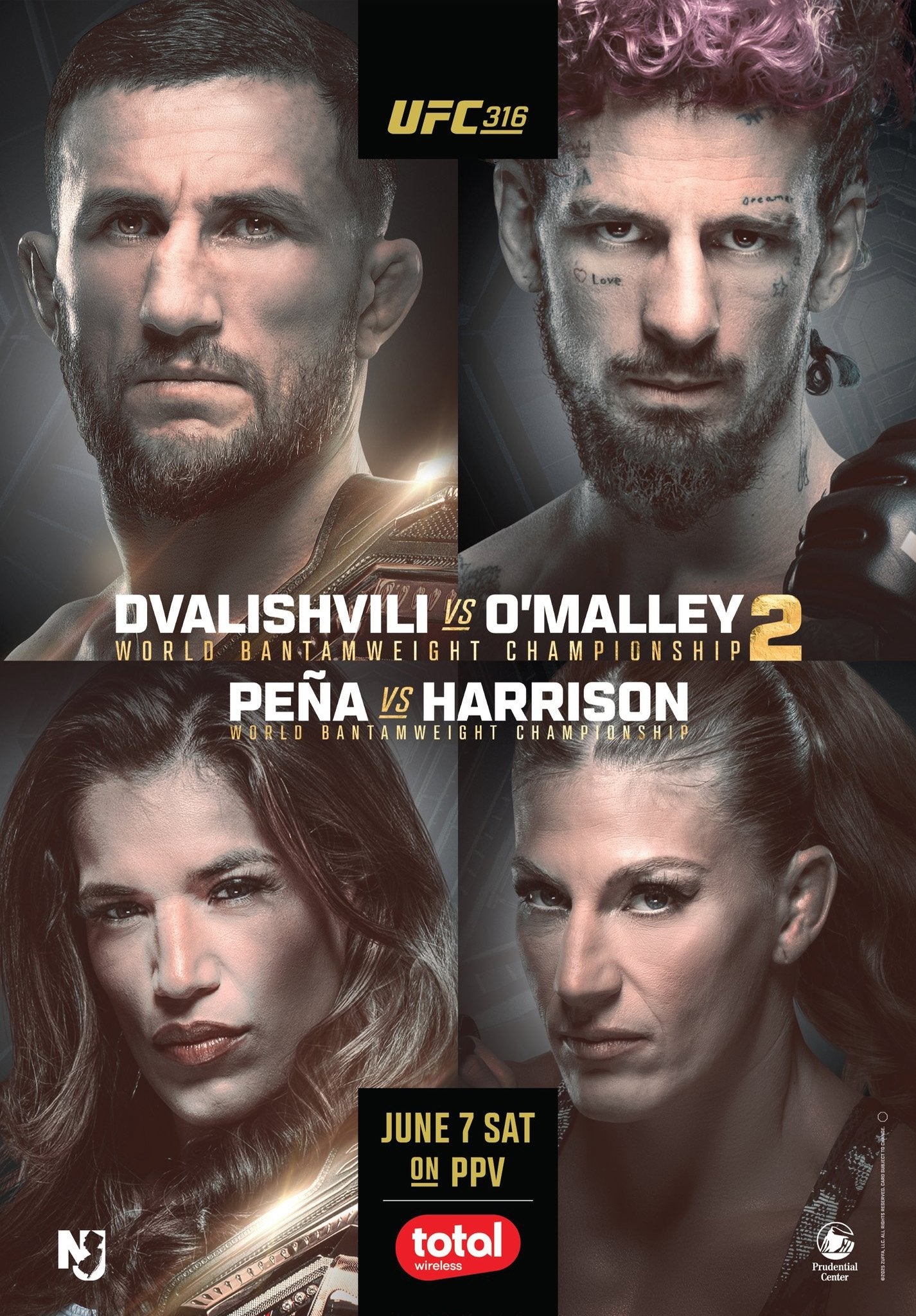 UFC 316 Dvalishvili Vs. O'Malley 2 Poster Print