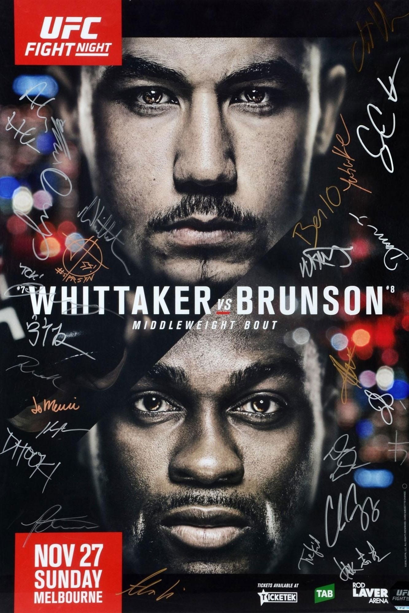 UFC Fight Night 101 Whittaker Vs. Brunson Poster Print