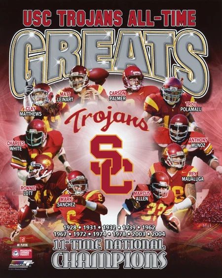 Usc Trojans All Time Greats Glossy Magnet College Ncaa Football Magnet