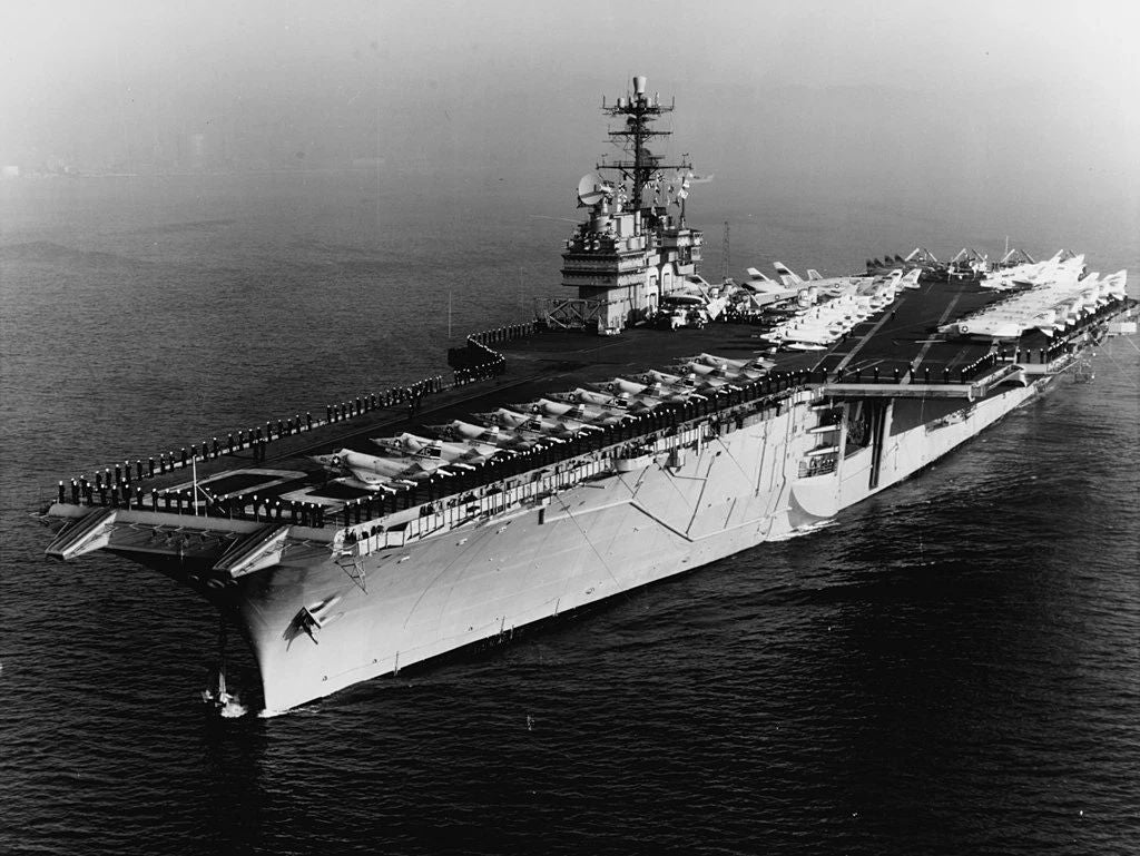 Uss Saratoga Photo Navy Us Usa Military Aircraft Carrier Picture Bw