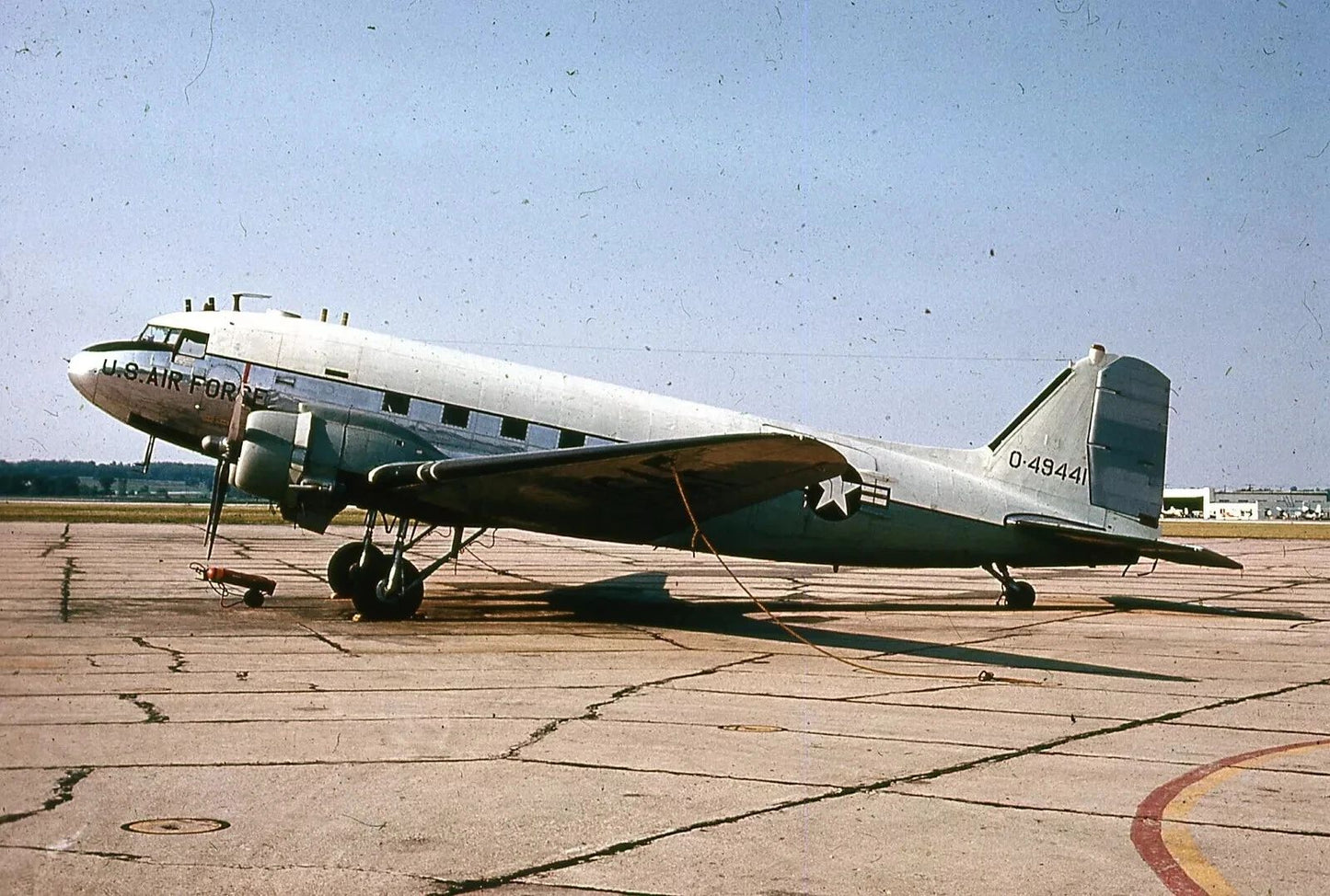 Us Airforce C 47 Military Airplane At Airport Vintage Retro Picture Magnet