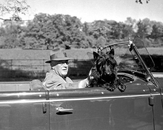 Us President Franklin D Roosevelt With Fala Glossy Keychain Fdr Keychain