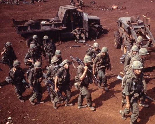 Us Soldiers Marching In Vietnam War Vintage Picture Poster Photo Print