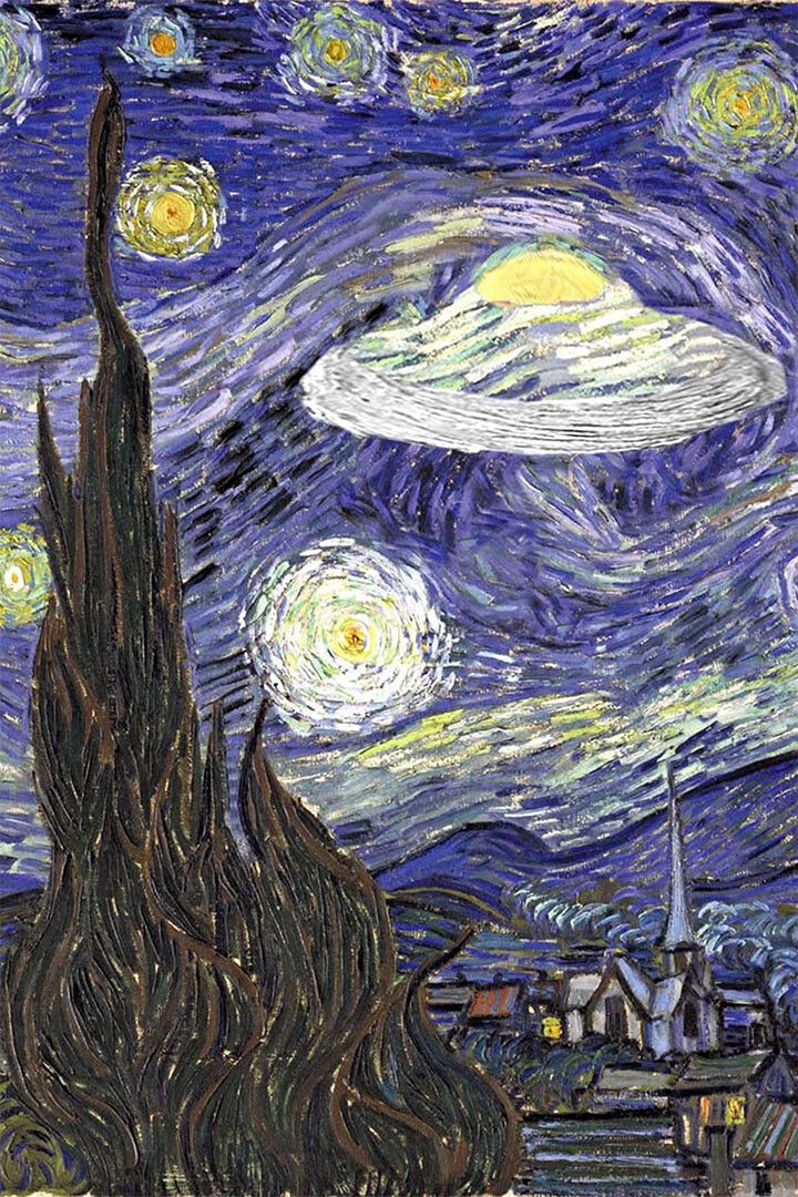 Ufo Sighting Starry Night Van Gogh Painting Print Jigsaw Puzzle
