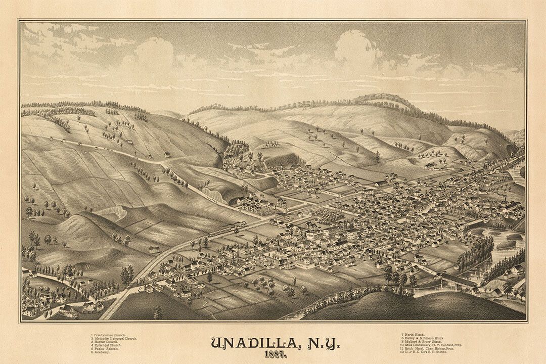 Unadilla New York 1887 Historic Panoramic Town Map Jigsaw Puzzle