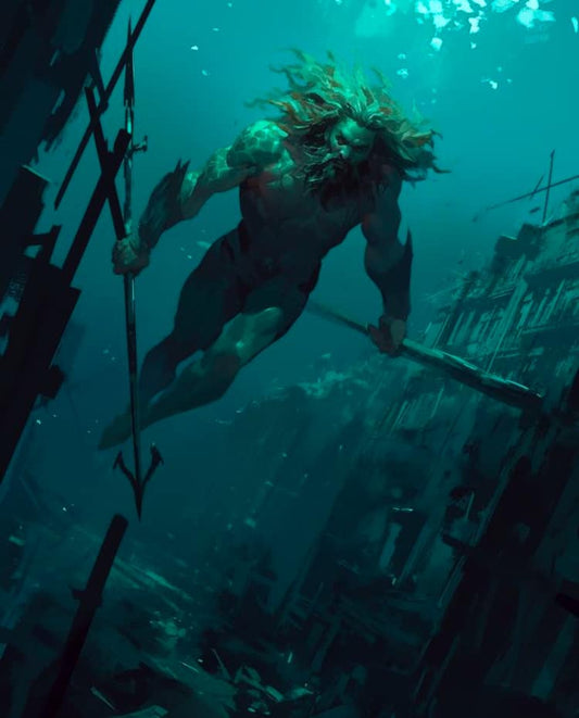 Underwater Hero Swimming Print Poster