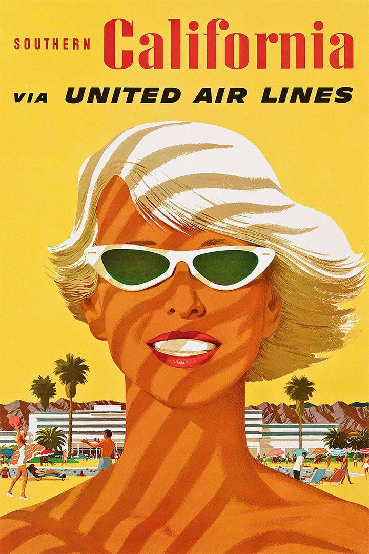 United Airlines California Vintage Travel Jigsaw Puzzle